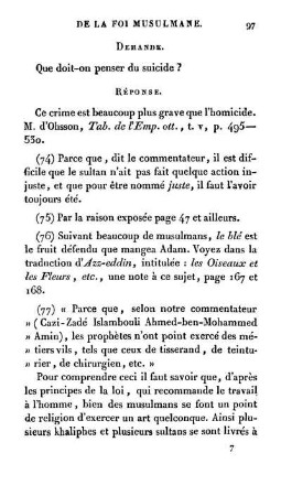 Notes sur l'exposition de la foi muselmane.
