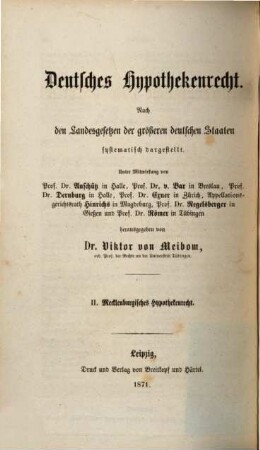 Das mecklenburgische Hypothekenrecht