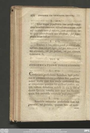 Tit. II. De Conservatione Possessionis.