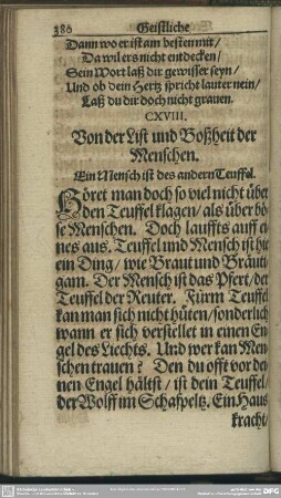 CXVIII. Von der List und Boßheit der Menschen