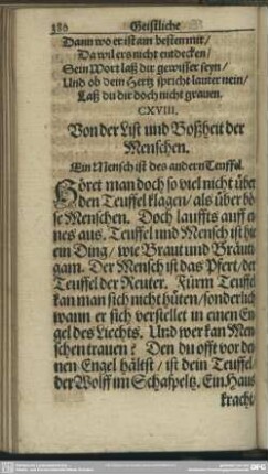 CXVIII. Von der List und Boßheit der Menschen
