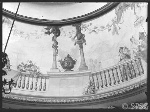 Potsdam, Chinesisches Teehaus, Rundsaal, Wandmalerei unterhalb der Laterne.