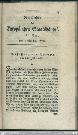 Geschichte der Europäischen Staatshändel. II. Zeit von 1660 biß 1700