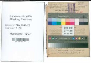Entnazifizierung Hubert Hutmacher , geb. 09.03.1903 (Beamter)