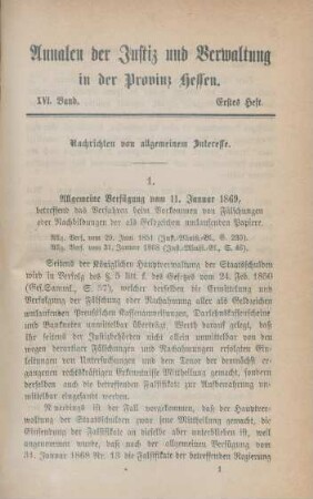 Nachrichten von allgemeinem Interesse. Erstes - Viertes Heft