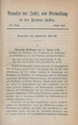 Nachrichten von allgemeinem Interesse. Erstes - Viertes Heft