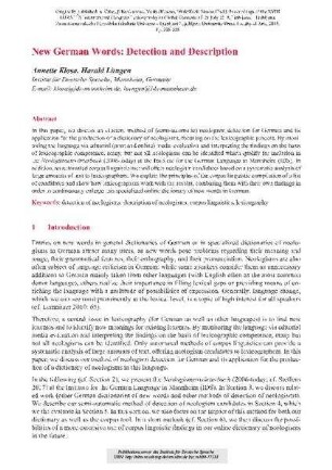 New German words: detection and description