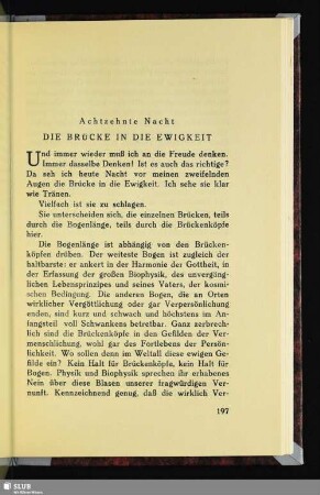 Achtzehnte Nacht: Die Brücke In Die Ewigkeit