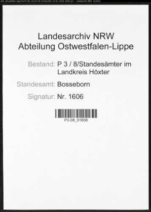 Sterberegister Standesamt Bosseborn