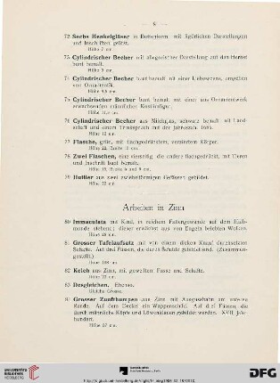 Arbeiten in Zinn (Nr. 80-115)