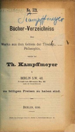 Bücher-Verzeichniss, 321. 1890