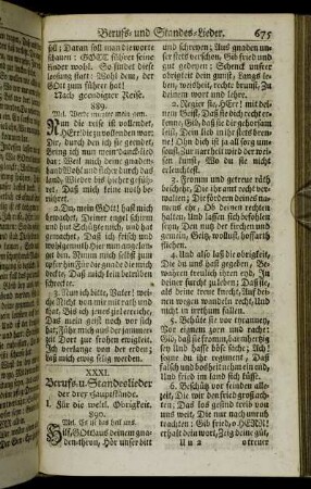 XXXI. Berufs- u. Standeslieder der drey Hauptstände.