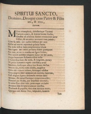 Spiritui Sancto, Domino, Deoque cum Patre & Filio uni ...