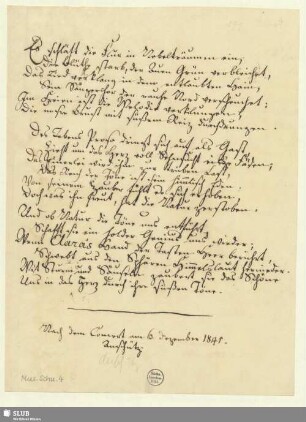 4: Es schläft die Flur in Nebelträumen ein - Mus.Schu.4 : [Widmungsgedicht]