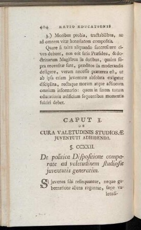 Caput I. De Cura Valetudinis Studiosæ Juventuti Adhibenda