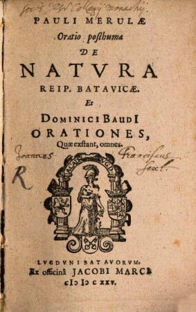 Oratio posthuma de natura Reipublicae Batavicae