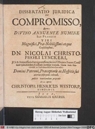Dissertatio Iuridica De Compromisso