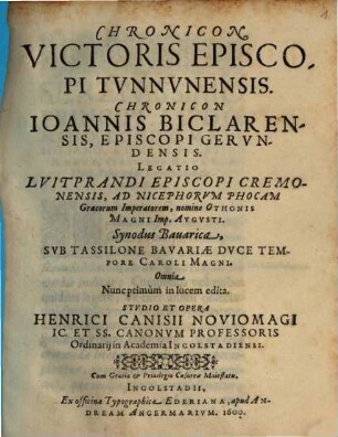 Chronicon Victoris Episcopi Tvnnvnensis