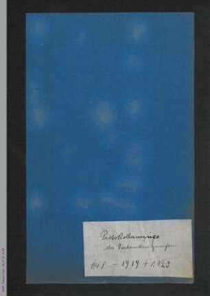 Protokollauszüge der Vorstandssitzungen 1918 - 1919 + 1920