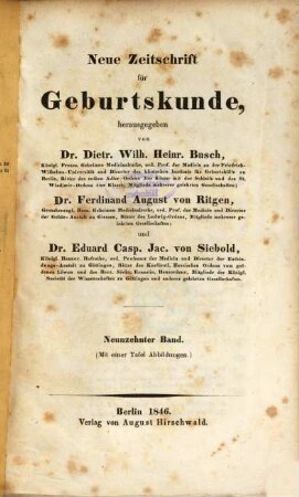 Neue Zeitschrift für Geburtskunde. 19,3. 1846