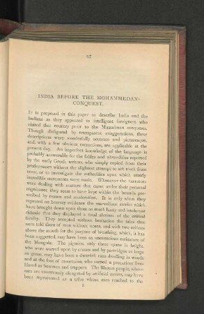 India before the Mohammedan Conquest.