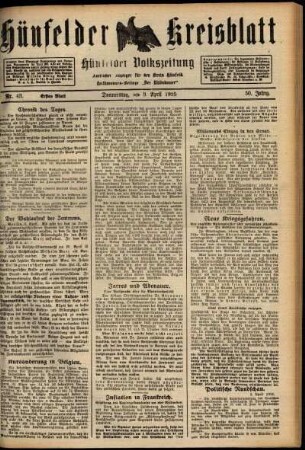 Erste Ausgabe vom Donnerstag, den 09. April 1925.