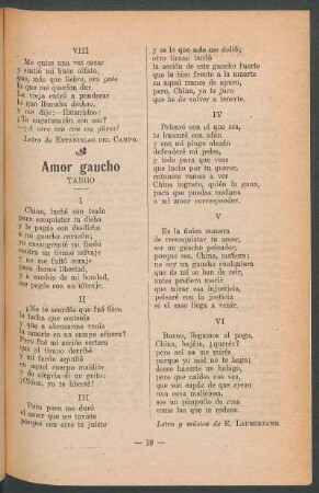 Amor gaucho : Tango