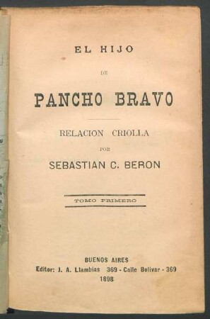 Tomo primero : Relación criolla