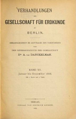 Verhandlungen. 15. 1888, Jan. - Dez.