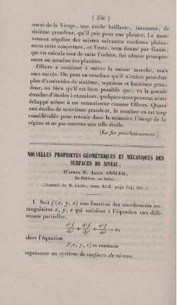 Nouvelles propriétés géométriques et mécaniques des surfaces de niveau.