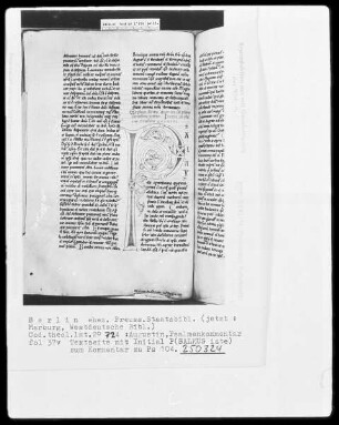 Augustinus, Kommentar zu den Psalmen 101-150 — Initiale P (salmus), Folio 37 verso