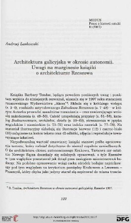 2: Architektura galicyjska w okresie autonomii : uwagi na marginesie książki o architekturze Rzeszowa