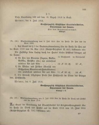 Nr. 136: Ministerialverordnung vom 8. Juli 1918 über die Preise für Heu aus der Ernte 1918