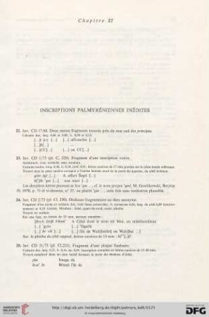 Chapitre XI: Inscriptions palmyréniennes inédites