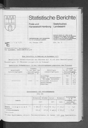 Die Industrie in Hamburg im November 1971 : Lfd. Nr. 2