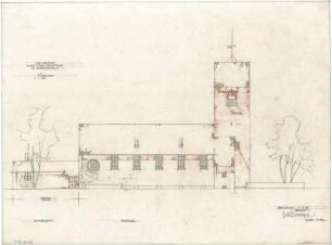 Gsaenger, Gustav; München - Obermenzing, Grünspechtstr. 13; Ev. Notkirche, Bethlehems Kirche, Pfarrhaus - Südseite (Ansicht)