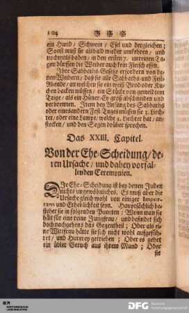 Das XXIII. Capitel. Von der Ehe-Scheidung, deren Ursache und [...].