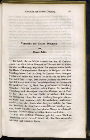Versuche mit Guano-Düngung