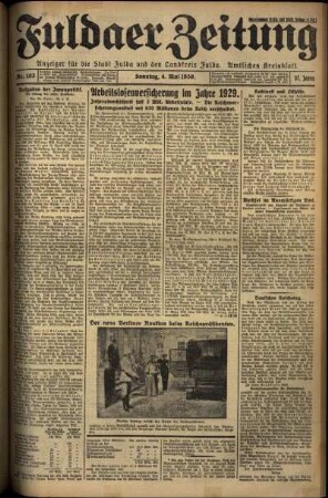 Erste Ausgabe vom Sonntag, den 04. Mai 1930.