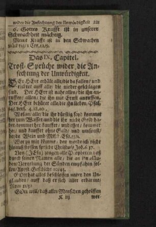 Das IX. Capitel. Trost-Sprüche wider die Anfechtung der Unwürdigkeit.