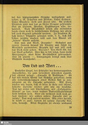 Von Lied und Wort ...