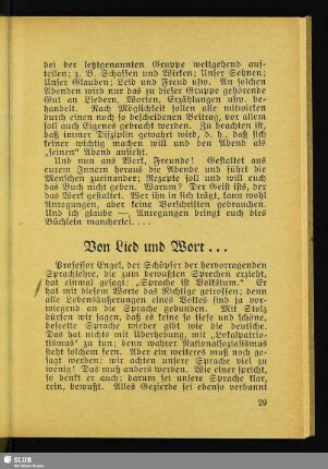 Von Lied und Wort ...