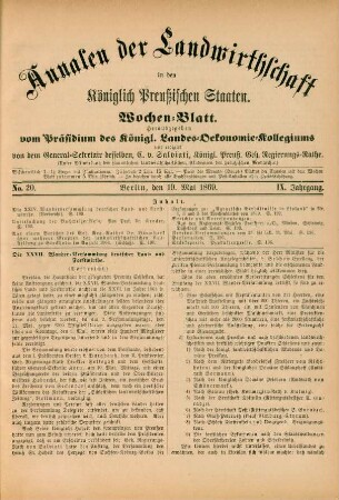 No. 20. Berlin, den 19. Mai 1869. IX. Jahrgang.