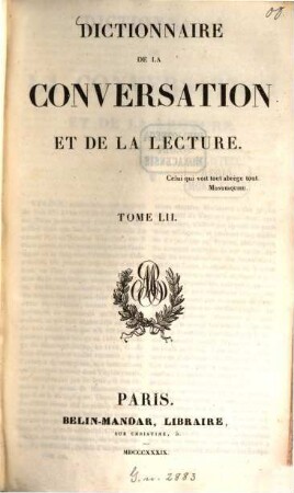 Dictionnaire de la conversation et de la lecture. 52, [Veg - Zwi]