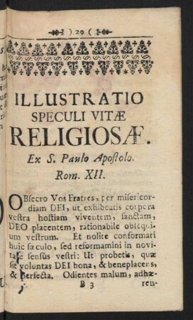 Illustratio Speculi Vitae Religiosae.