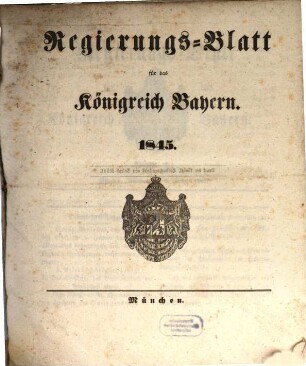 Regierungsblatt für das Königreich Bayern. 1845