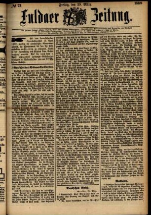 Ausgabe vom Freitag, den 29. März 1889.