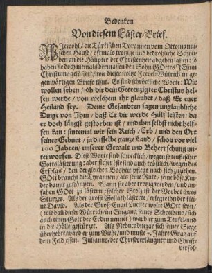 Bedenken Von diesem Läster-Brief.
