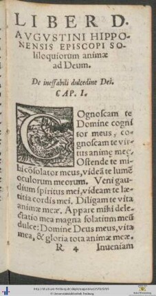 Liber Divi Augustini Soliloquiorum animae ad Deum