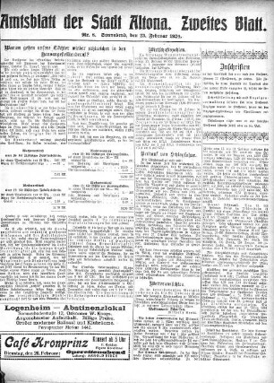 Nummer 8. Zweites Blatt. : Sonnabend, den 23. Februar 1924